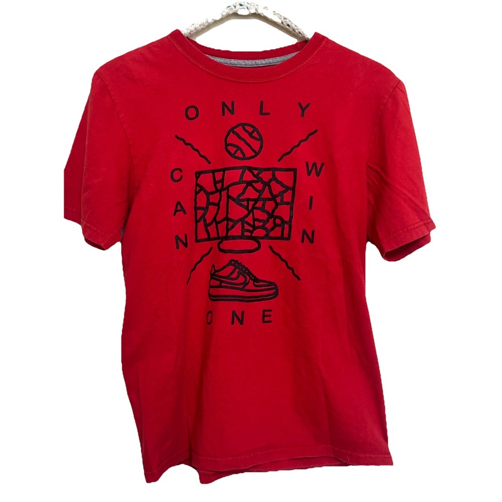 Nike Red Regular Fit "Only One Can Win" Basketball Shirt Sports Tee Sz Small‎ S